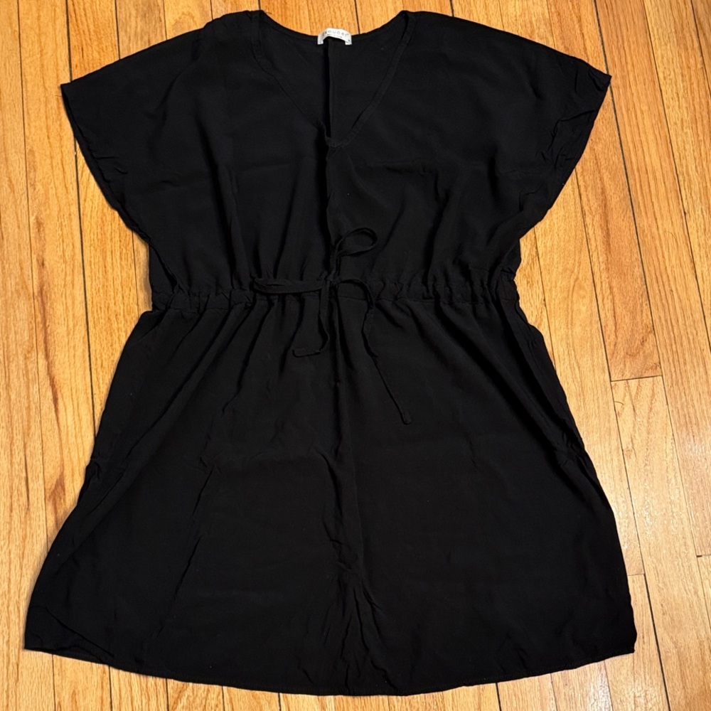 Swim Coverup Black Tie Waist Women’s XL Rayon